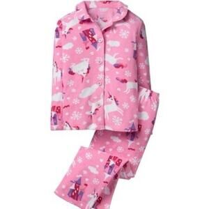 Gymboree Girls Pink Unicorn Fleece Pajamas - Size 7/8